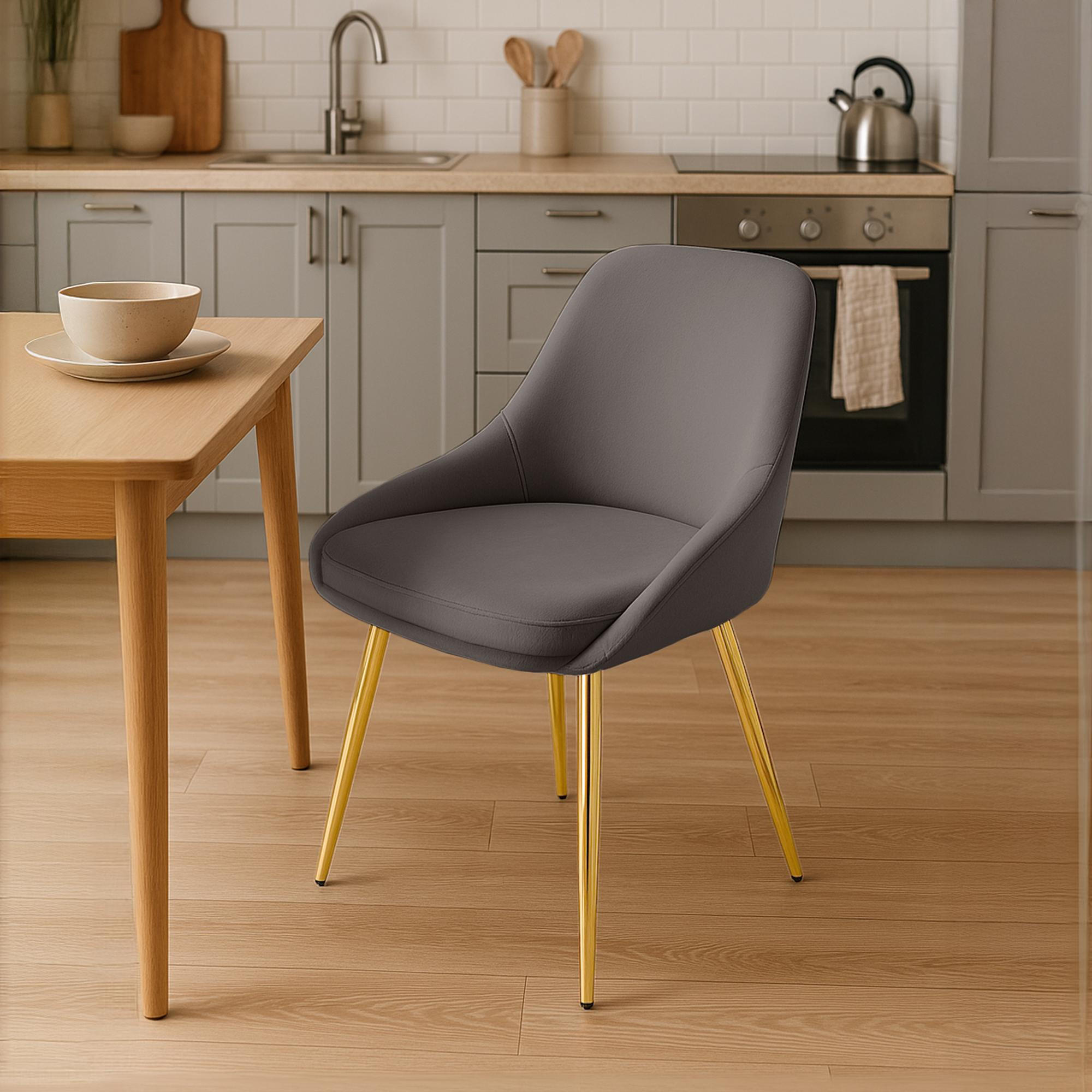 STUHL Samt Anthrazit - Anthrazit/Goldfarben, Textil (50/86/53cm) - CLP