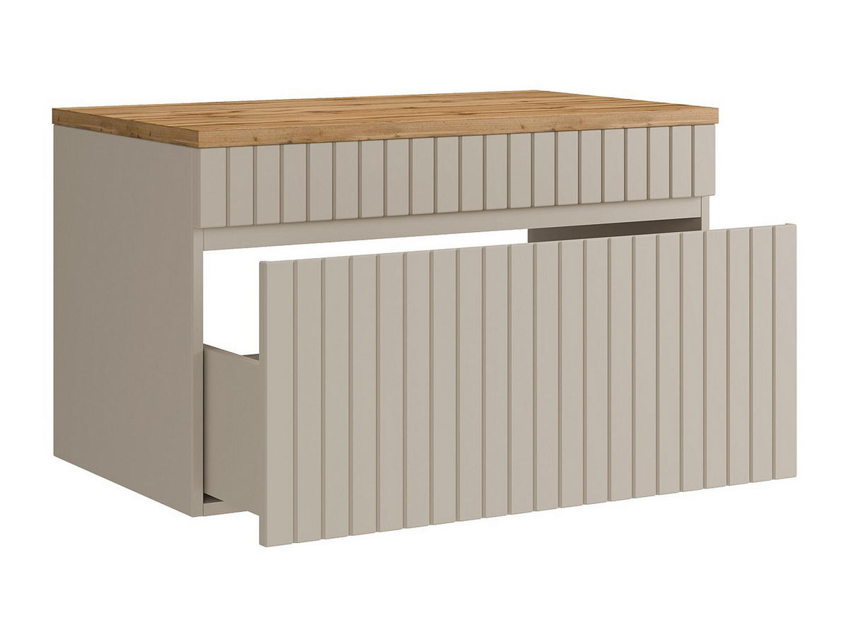 WASCHBECKENUNTERSCHRANK - 80cm x 46cm - MDF - beige - SATARA - Beige, Holz (80/46/46cm) - Vente-Unique