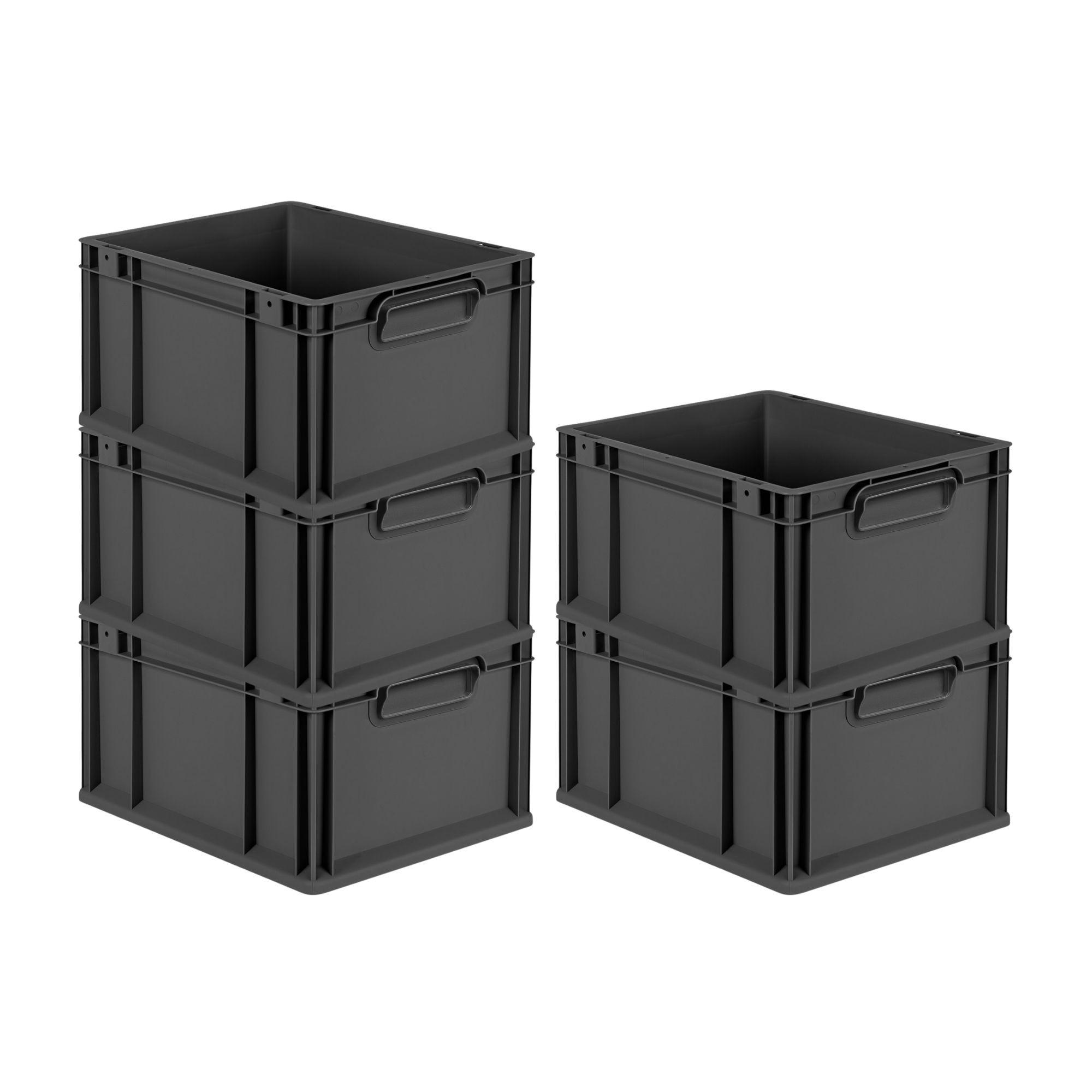 EUROBOX 5x NextGen Color 22x30x40 cm 20 Liter Griffe schwarz zu, Schwarz - Anthrazit/Schwarz, Kunststoff (30/22/40cm) - PROREGAL