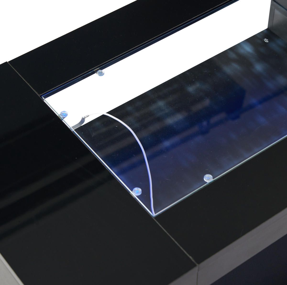 COUCHTISCH 100/50 cm mit Ablage und LED-Beleuchtung in Schwarz - Schwarz, Holzwerkstoff (100/50/35cm) - BEAOK