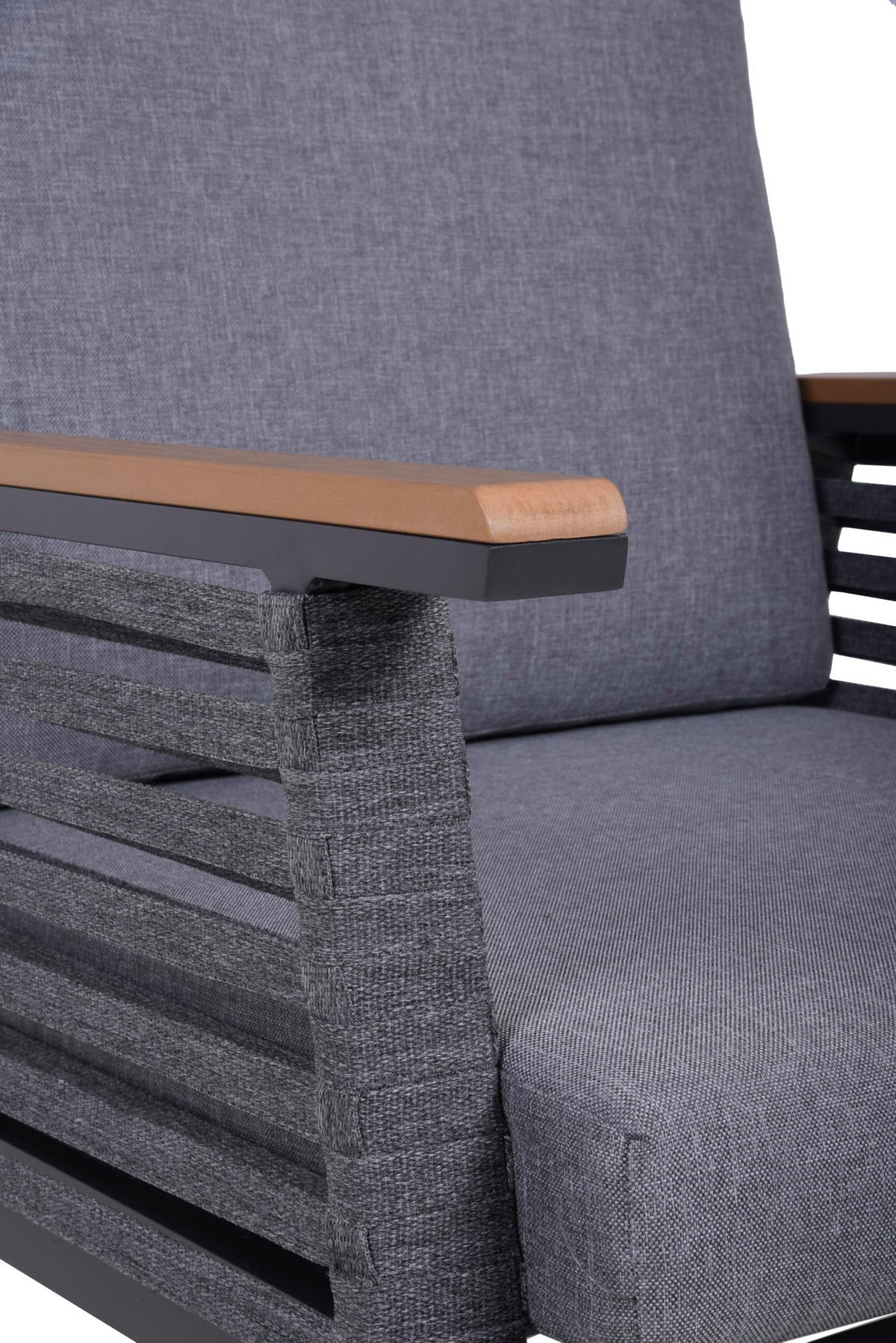 GARTENLOUNGESET Jarle inkl. Kissen Dunkelgrau Gartenmöbel - Dunkelgrau, Kunststoff - DELUKE