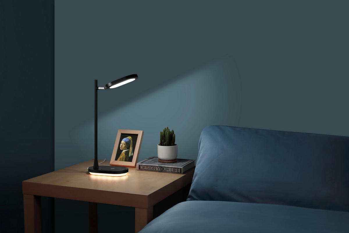 LED-SCHREIBTISCHLAMPE - dimmbar mit Wireless Charging und einstellbarer Farbtemperatur in Schwarz - Schwarz, Kunststoff (17.7/10.2/40.4cm) - Northpoint