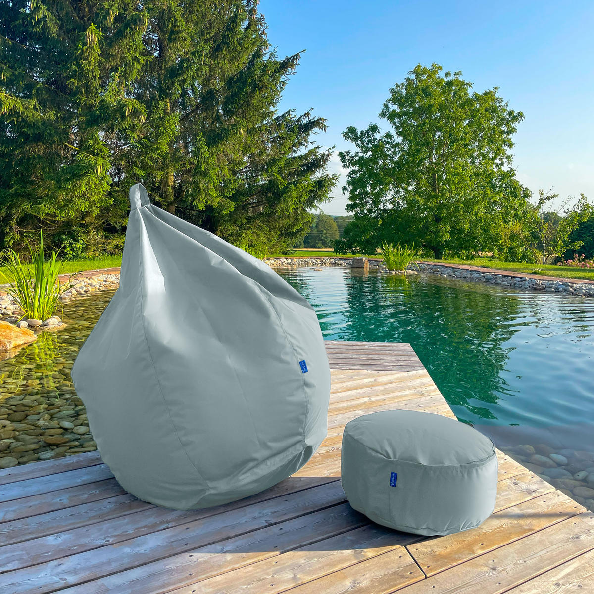 POUF M eisgrau - Blaugrau/Grau, Textil (500/200/500cm) - Bruni