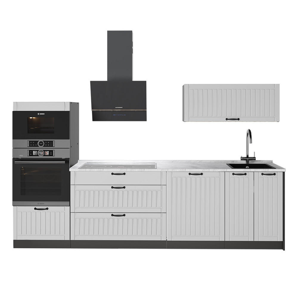 KÜCHENZEILE Fame-Line, Weiß Landhaus/Anthrazit, 280 cm, AP Marmor - Anthrazit/Weiß, Holzwerkstoff (280/153.6/60cm) - Vicco