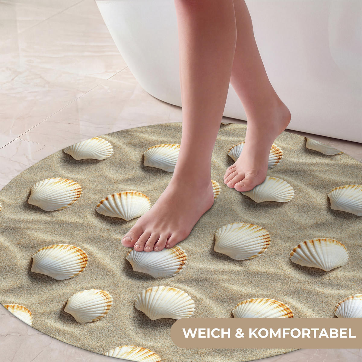 KOUPELNOVÁ PŘEDLOŽKA Mušle - Písek - Námořní 70x70 cm - písková barva, textil/plast (70/70cm) - OnlyWow