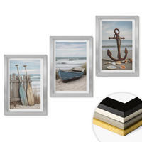 WANDBILDER 3er Set - 20x30 cm Silberner Rahmen - Strandbootanker Sand - Silberfarben, Kunststoff (20/30cm) - ArtPrintCave