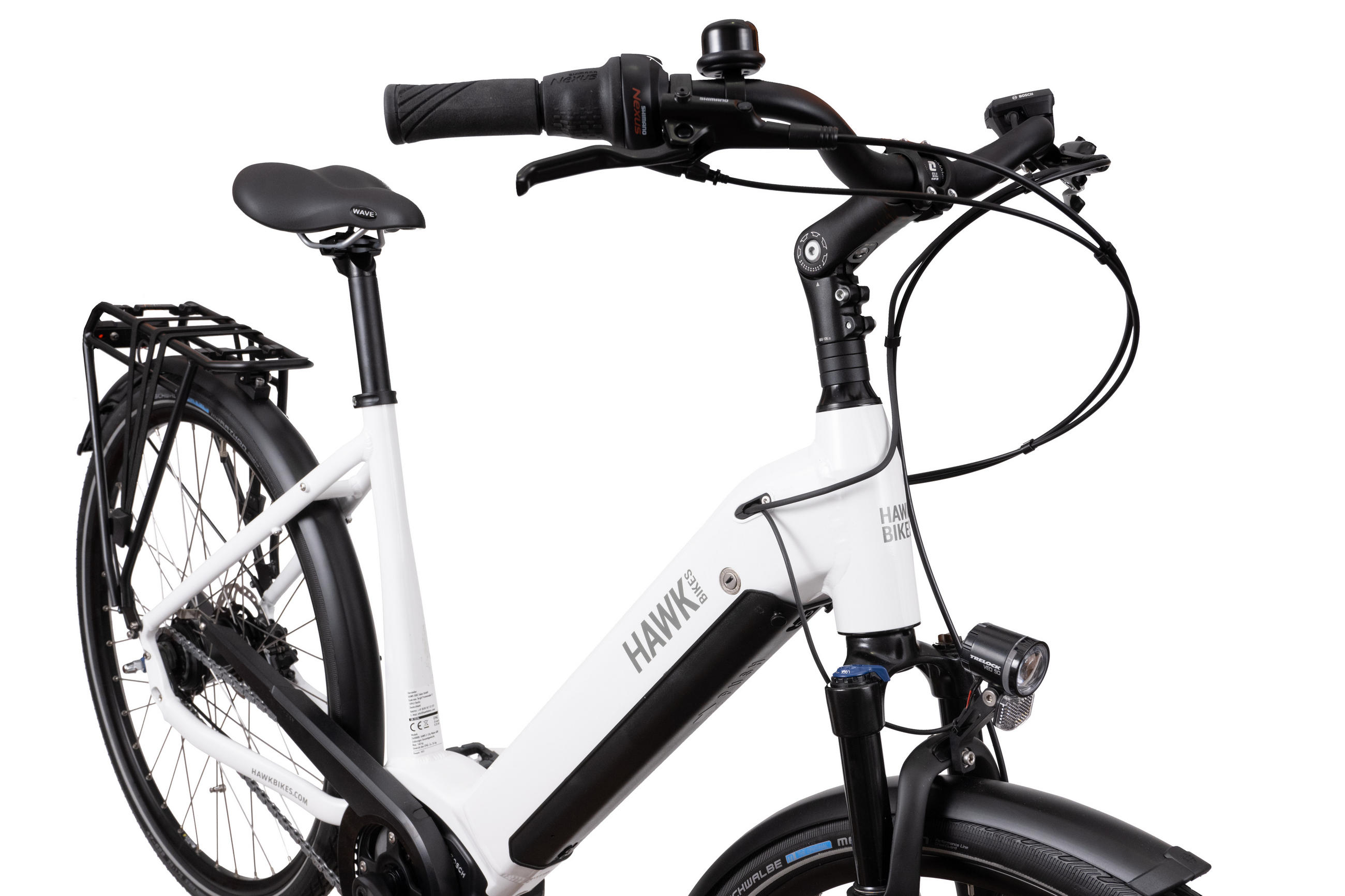 E-CITY Wave E-Bike 400 8 Gang 28 Zoll Gr: 50cm & 55cm - Weiß, Metall (50cm) - Hawk Bikes