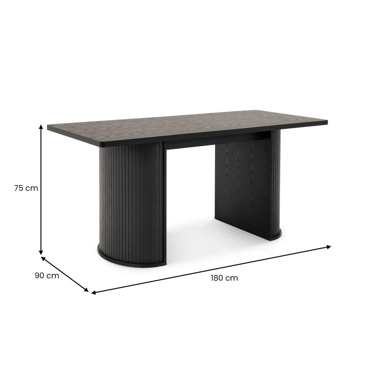 ESSTISCH GUARDA schwarz - Schwarz, Holzwerkstoff (90/180/75cm) - IDIMEX