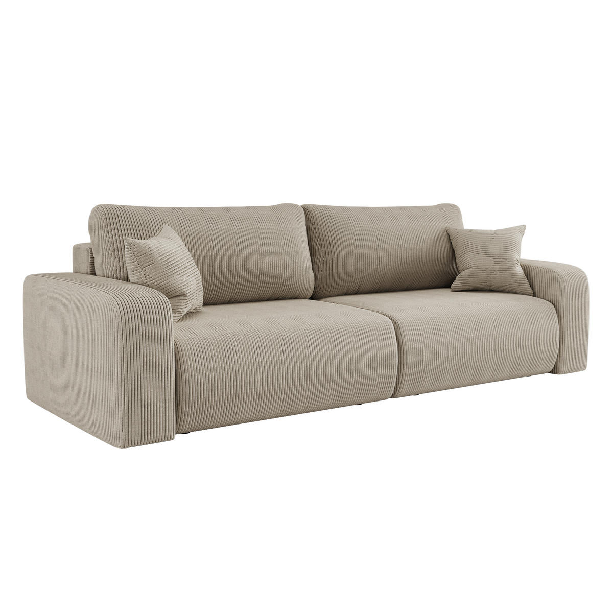 SCHLAFSOFA MILANO und Bettkasten Stoff Poso Dunkelbeige - Cappuccino, Holz (246/83/98cm) - Kaiser Möbel