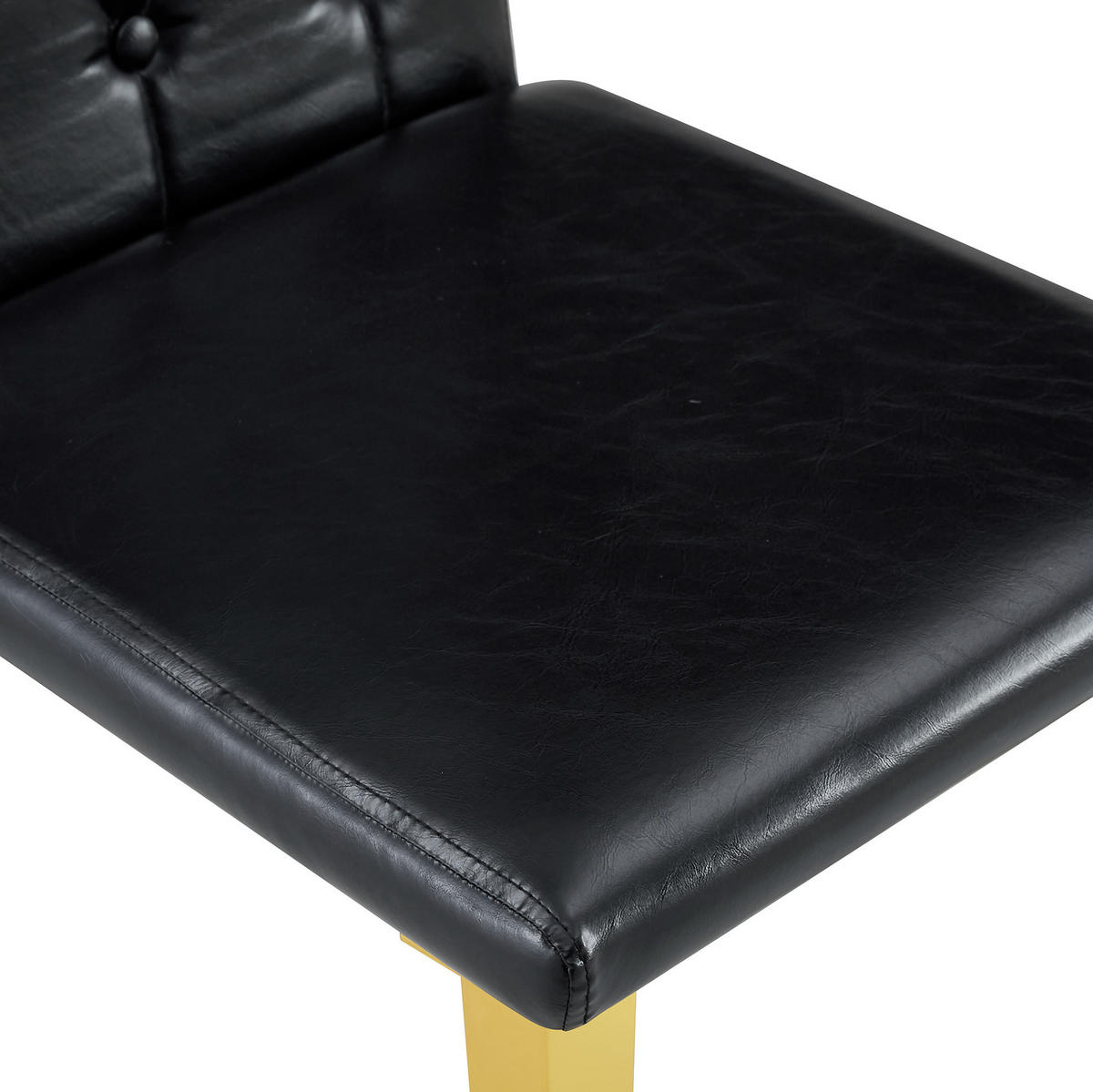 ESSZIMMERSTÜHLE 4er-Set 89 cm PU-Leder Schwarz mit goldfarbenen Metallbeinen - Schwarz, Metall (46/89/42cm) - Meubliv
