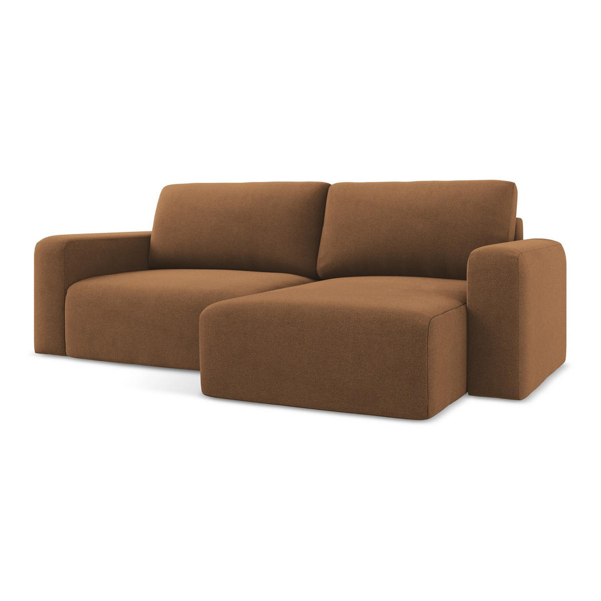 ECKSOFA mit Schlaffunktion rechts Strukturstoff Stoff Orange - Beige/Terracotta, Kunststoff/Textil (244/149cm) - LaMiaSofa