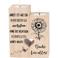 KERZENSTÄNDER Holz mit Spruch "Danke für alles" 10 x 4,5 x 12 cm - Braun, Holz (4.5/12/10cm)