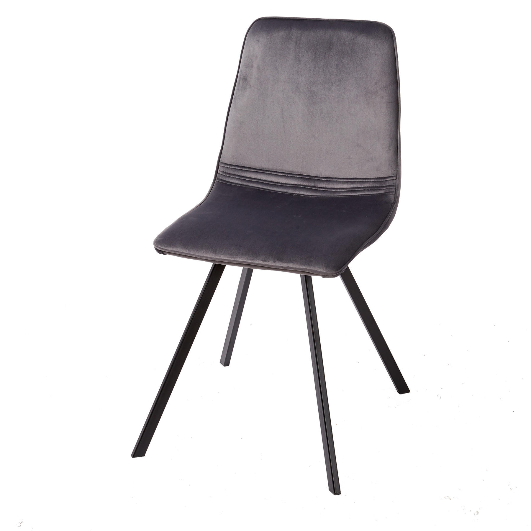STUHL AMSTERDAM CHAIR Samt Dunkelgrau 85 cm - Schwarz/Grau, Textil/Metall (47/83/59cm) - riess-ambiente