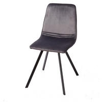 STUHL AMSTERDAM CHAIR Samt Dunkelgrau 85 cm - Schwarz/Grau, Textil/Metall (47/83/59cm) - riess-ambiente