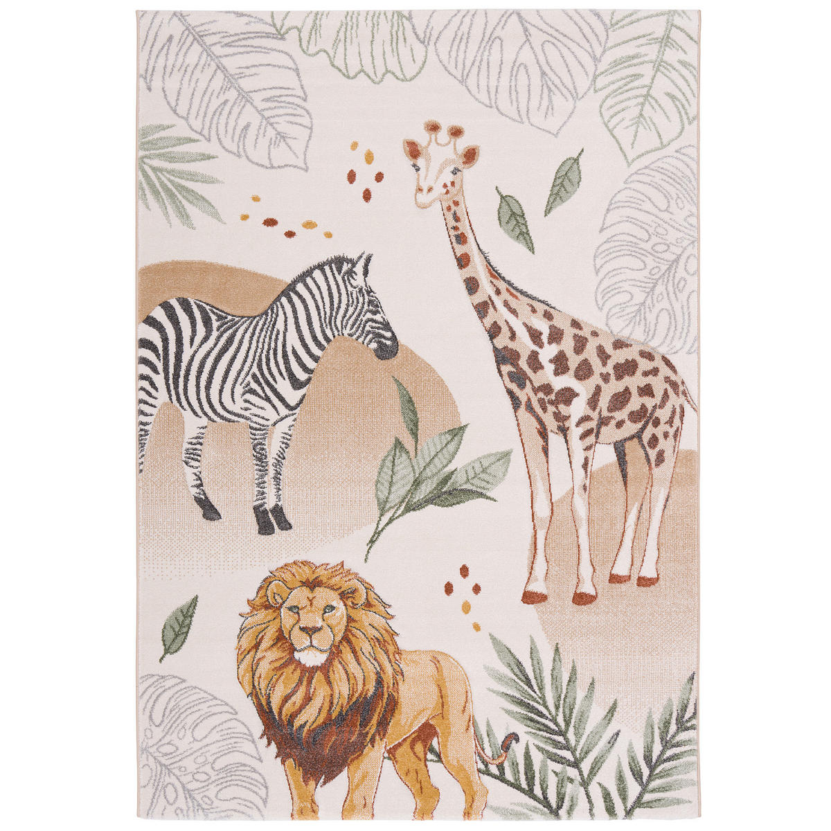 KINDER TEPPICH MAUI KIDS GIRAFFE ZEBRA LÖWE - Multicolor, Textil (80/150cm) - Pergamon