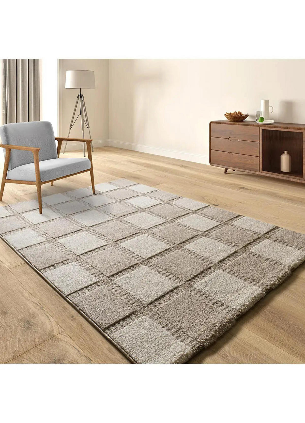 KURZFLORTEPPICH Beige / Weiß Candela 160/230 cm - Beige/Weiß, Naturmaterialien/Textil (160/230cm) - Atticgo