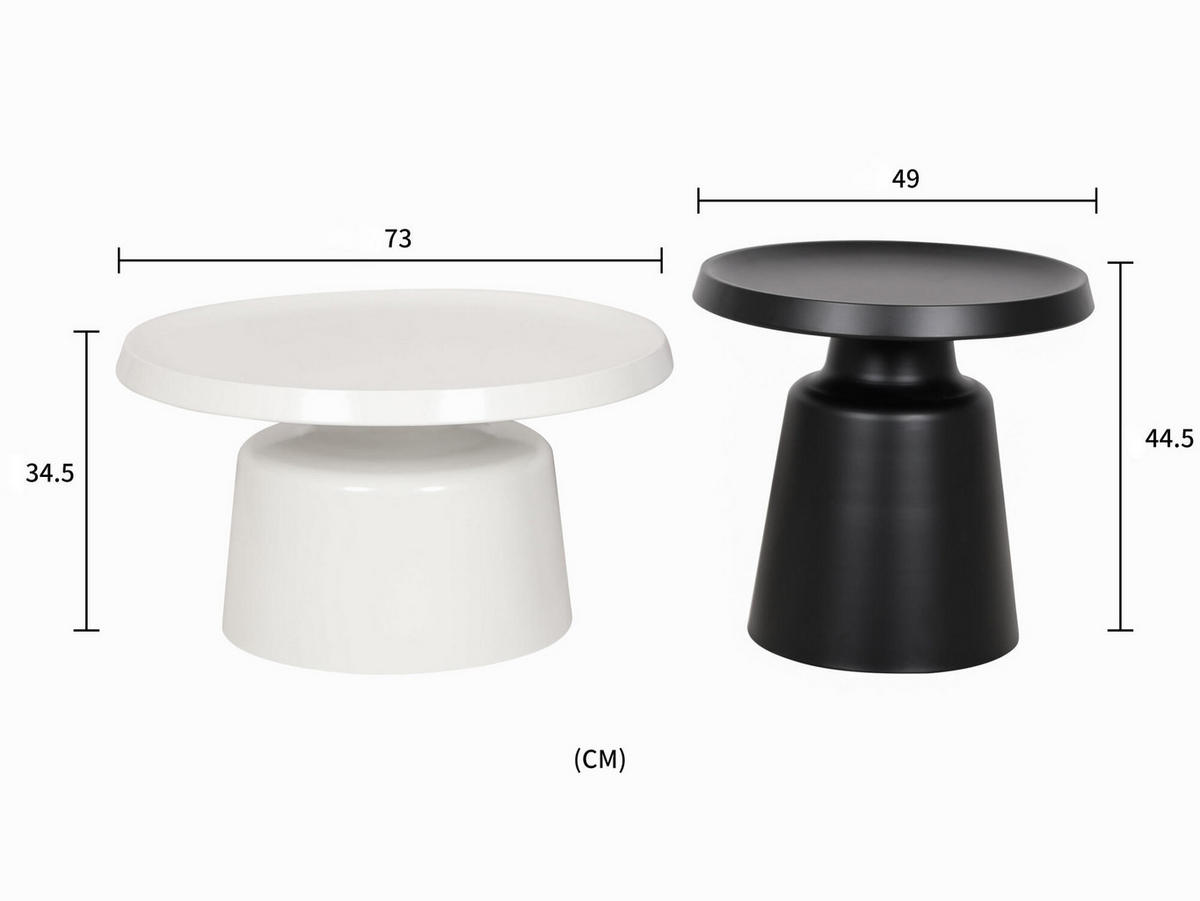 COUCHTISCH MODIG Weiß 73x73x45 cm - Weiß, Metall (73/73/45cm) - FURNLUX