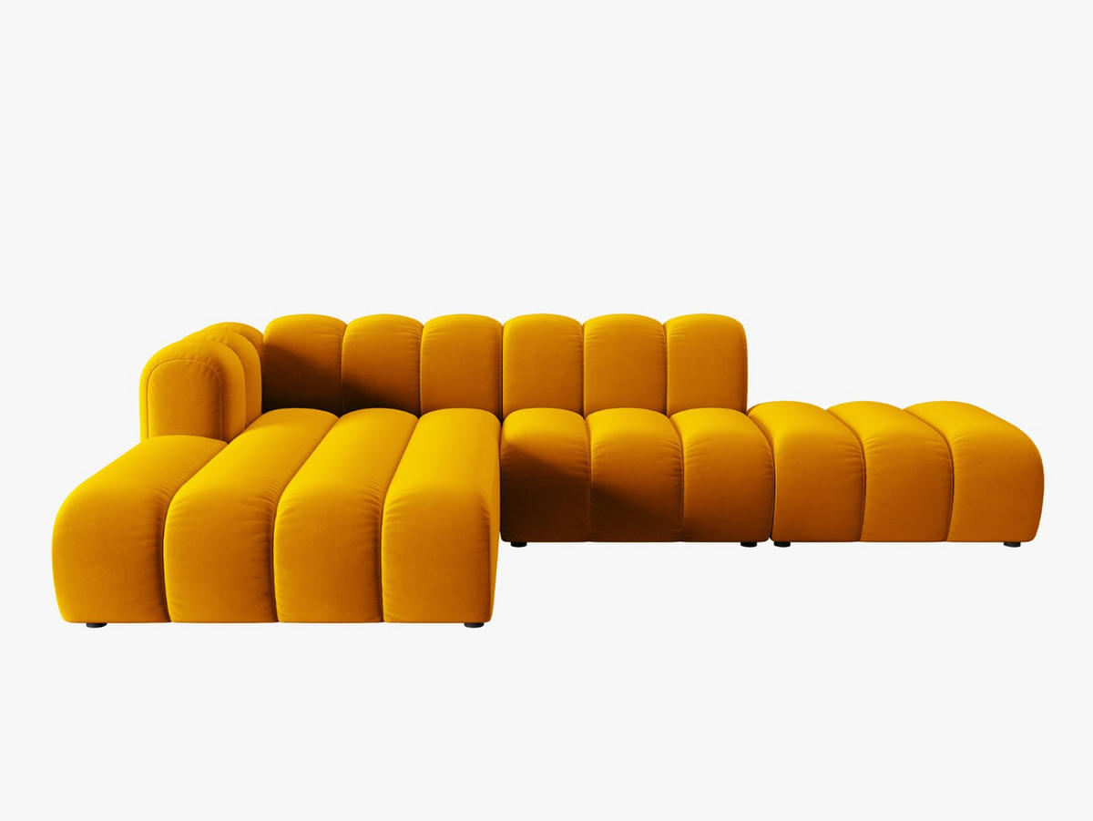 ECKSOFA modular links Lupine aus Samt gelb 5 Sitzplätze - Gelb, Textil (177/299cm) - Micadoni