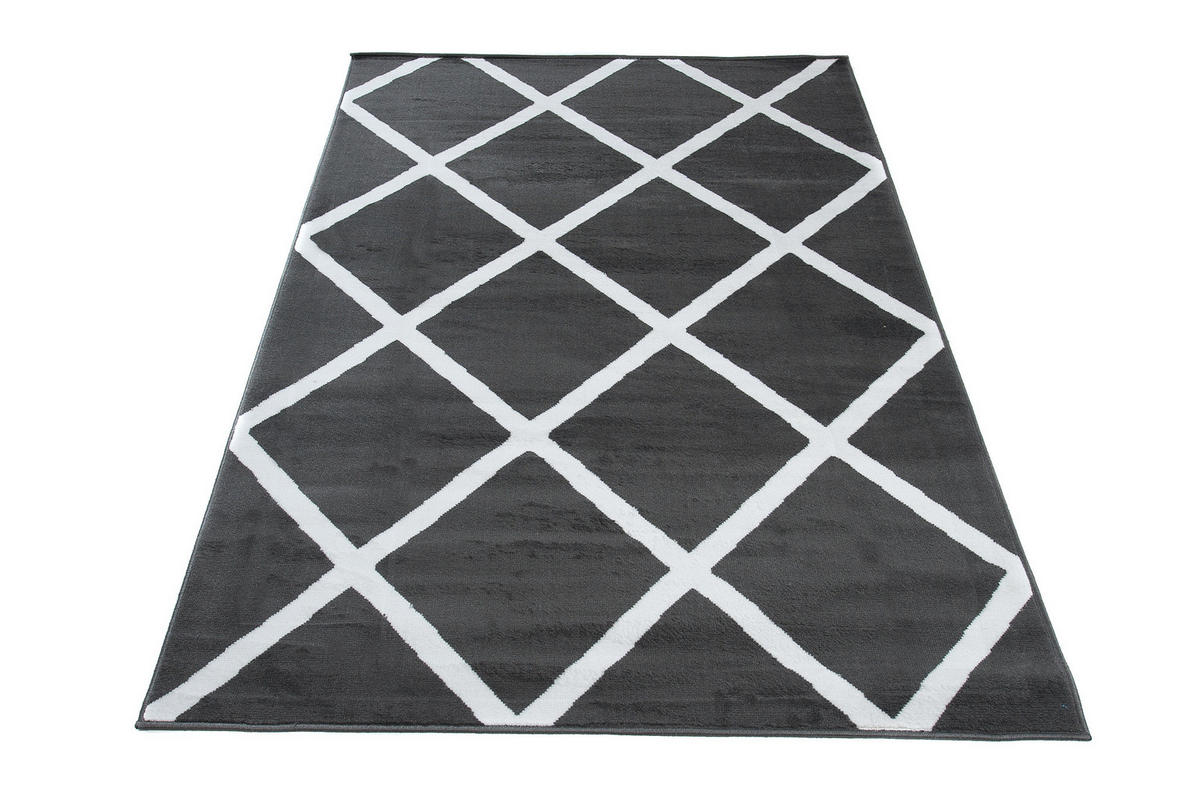 TEPPICH LUXURY Dunkelgrau Karo Marokkanisch 250/300 cm - Dunkelgrau, Textil (250/300cm) - Tapiso
