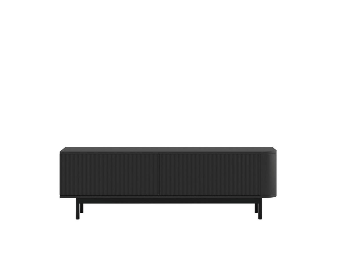 TV stolek Aurora černý matný 140 cm s černým kovovým rámem - černá, kov/kompozitní dřevo (140/44/35cm) - Meble Lindner