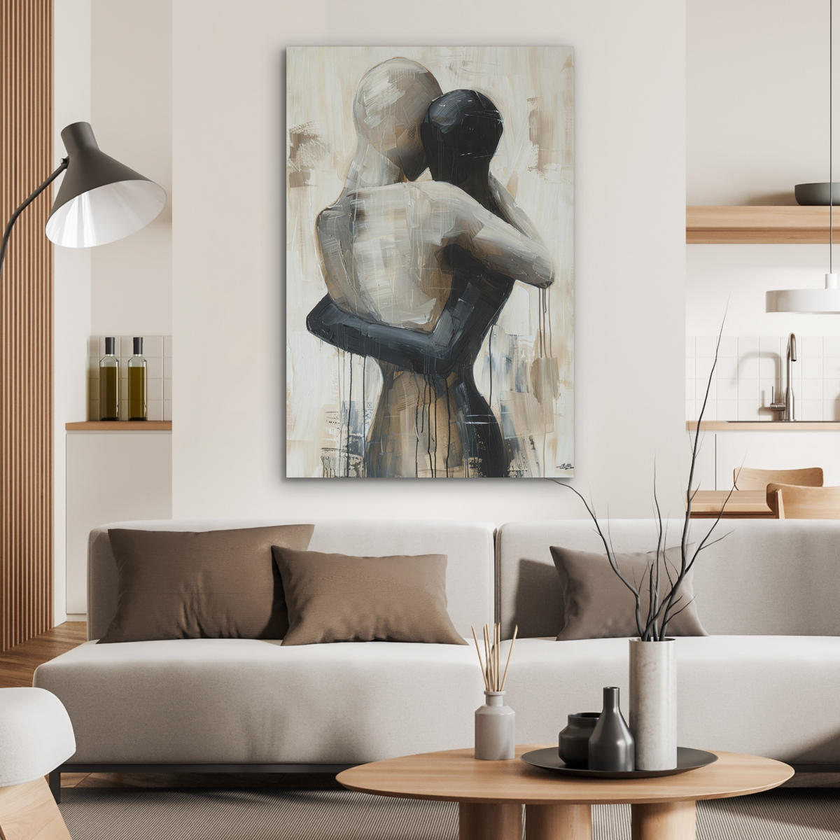 AKUSTIKBILD Abstrakt - Liebe - Schwarz und weiß - Modern Wanddeko 60x90 cm - Schwarz, Kunststoff (60/90/0.9cm) - MuchoWow