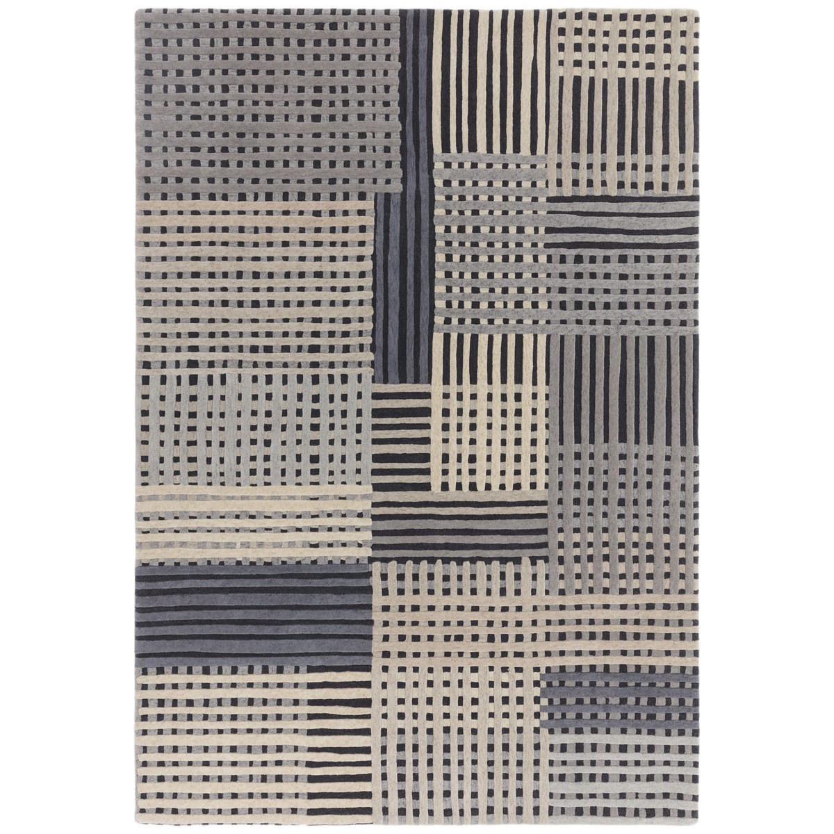 TEPPICH Moderner aus Wolle für Wohn- und Schlafzimmer FACET Grau 160 x 230 cm - Grau, Naturmaterialien (160/230cm) - Novatrend