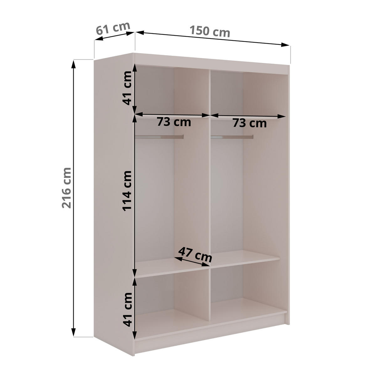 SCHWEBETÜRENSCHRANK mit Lamellen LUMOS - 150 - Kaschmir und Eiche Artisan - Kaschmir/Alufarben, Holzwerkstoff/Metall (150/216/61cm) - MKS