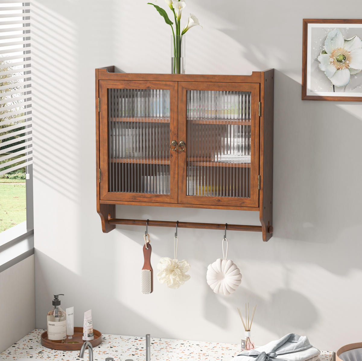 KÜCHENOBERSCHRANK 63/18/60 cm aus Massivholz, MDF und Glas mit herausnehmbaren Einlegeböden Braun - Braun, Holzwerkstoff (63/60/18cm) - Modenvie