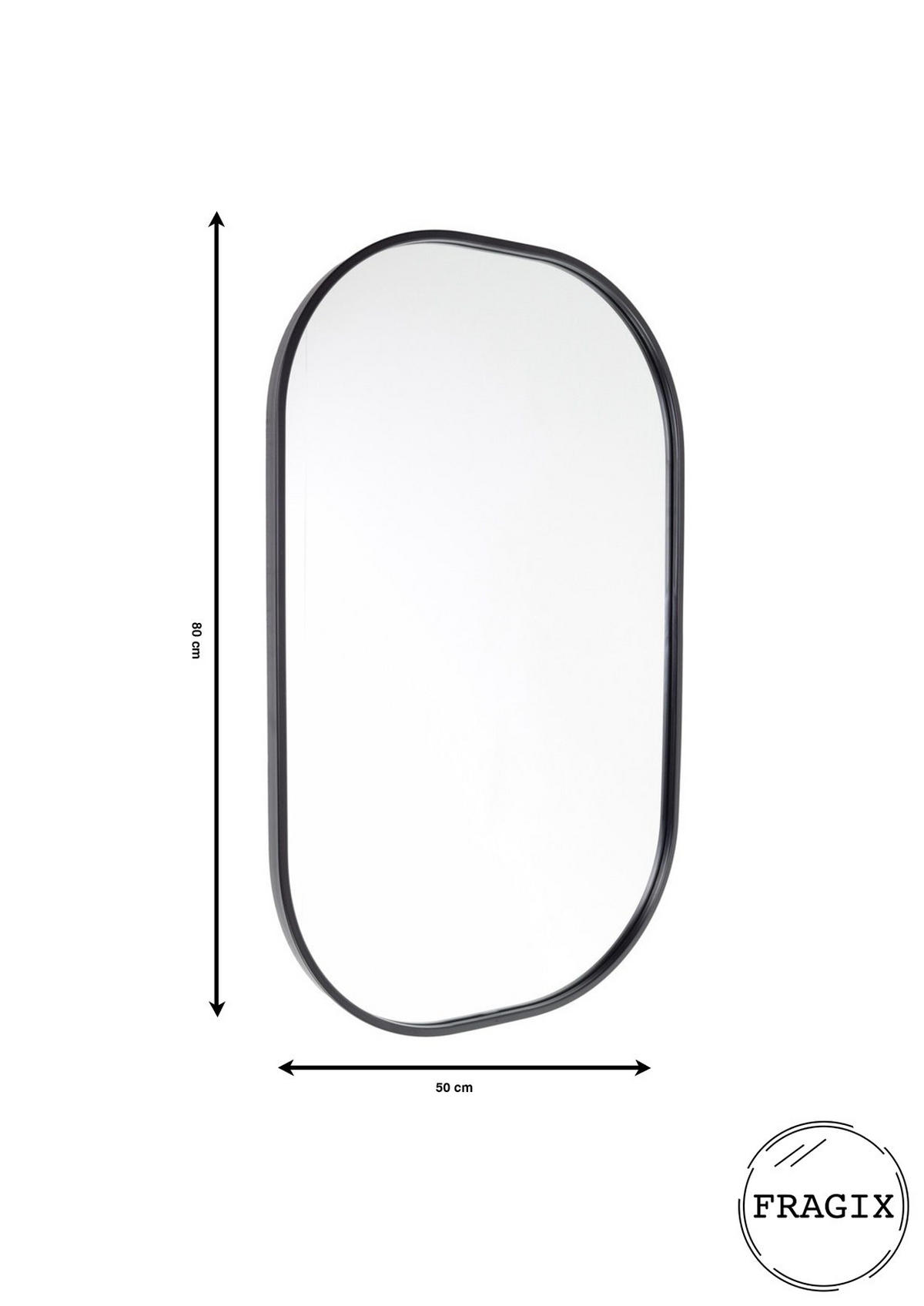 WANDSPIEGEL Boston Schwarz - Schwarz, Metall (50/80/4cm) - Fragix