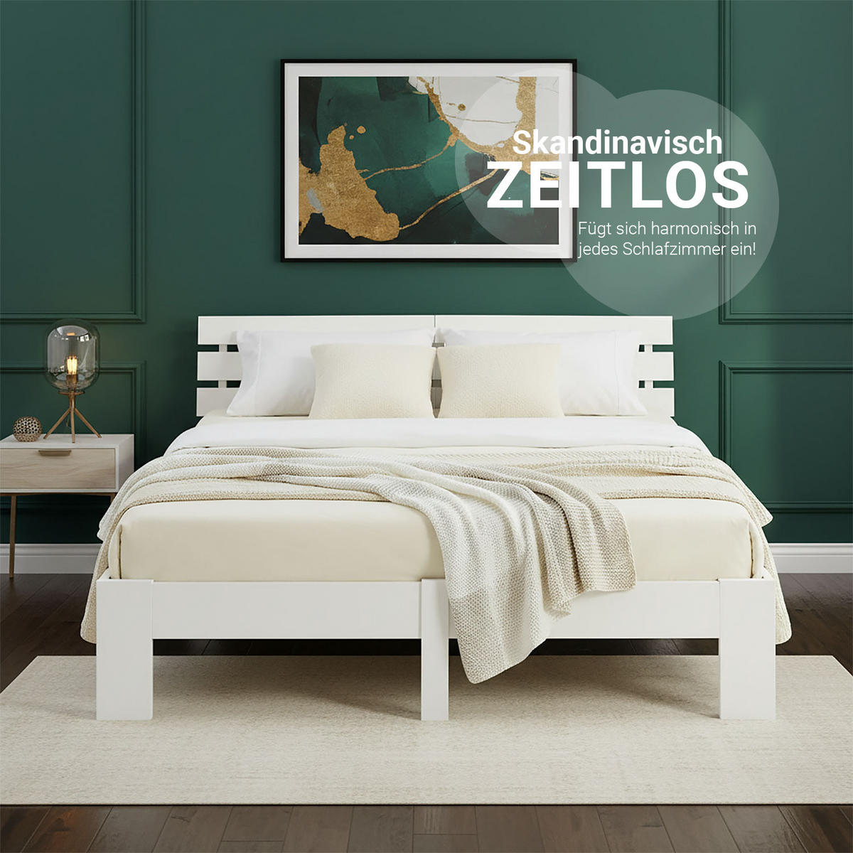 HOLZBETT Weiß 160/200 cm Doppelbett mit Matratze - Weiß, Holz (160/200cm) - Homestyle4u