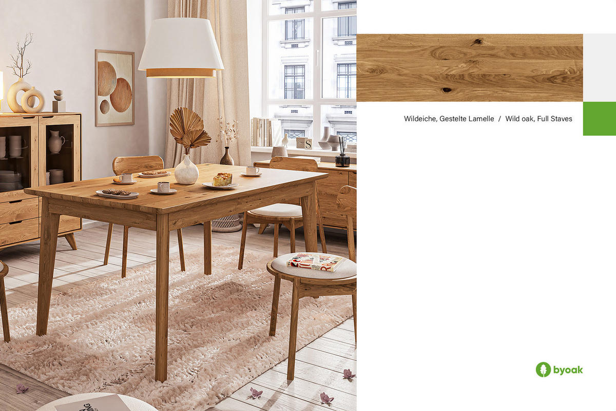 TISCH MIT SCHIEBEPLATTE GREG Wildeiche - Wildeiche, Holz (130/100/77cm) - byoak