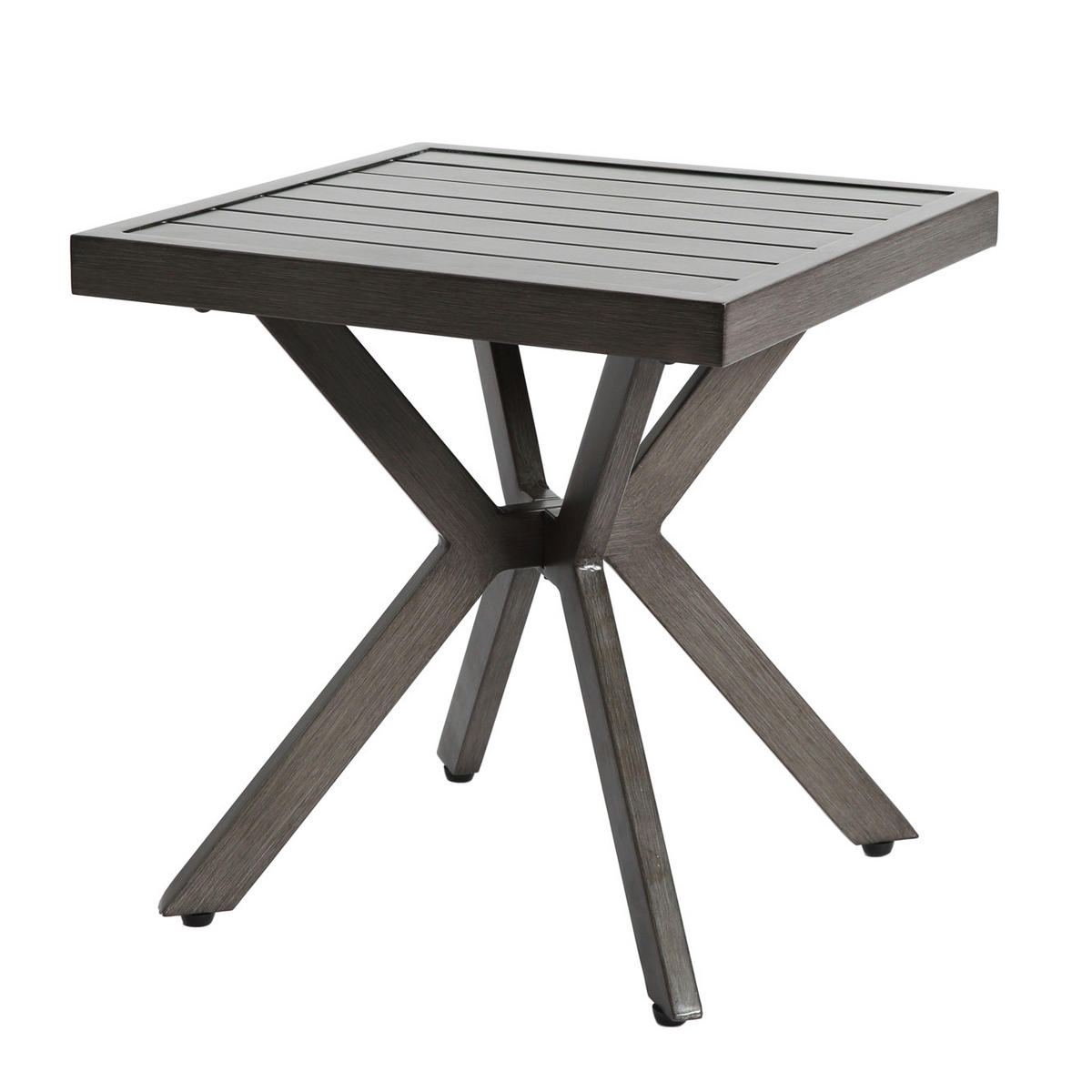 GARTEN-BEISTELLTISCH 45 cm Dunkelgrau Aluminium Quadratischer Outdoor Endtisch für Balkon & Terrasse - Dunkelgrau, Metall (45/45/47cm) - Urban Meuble