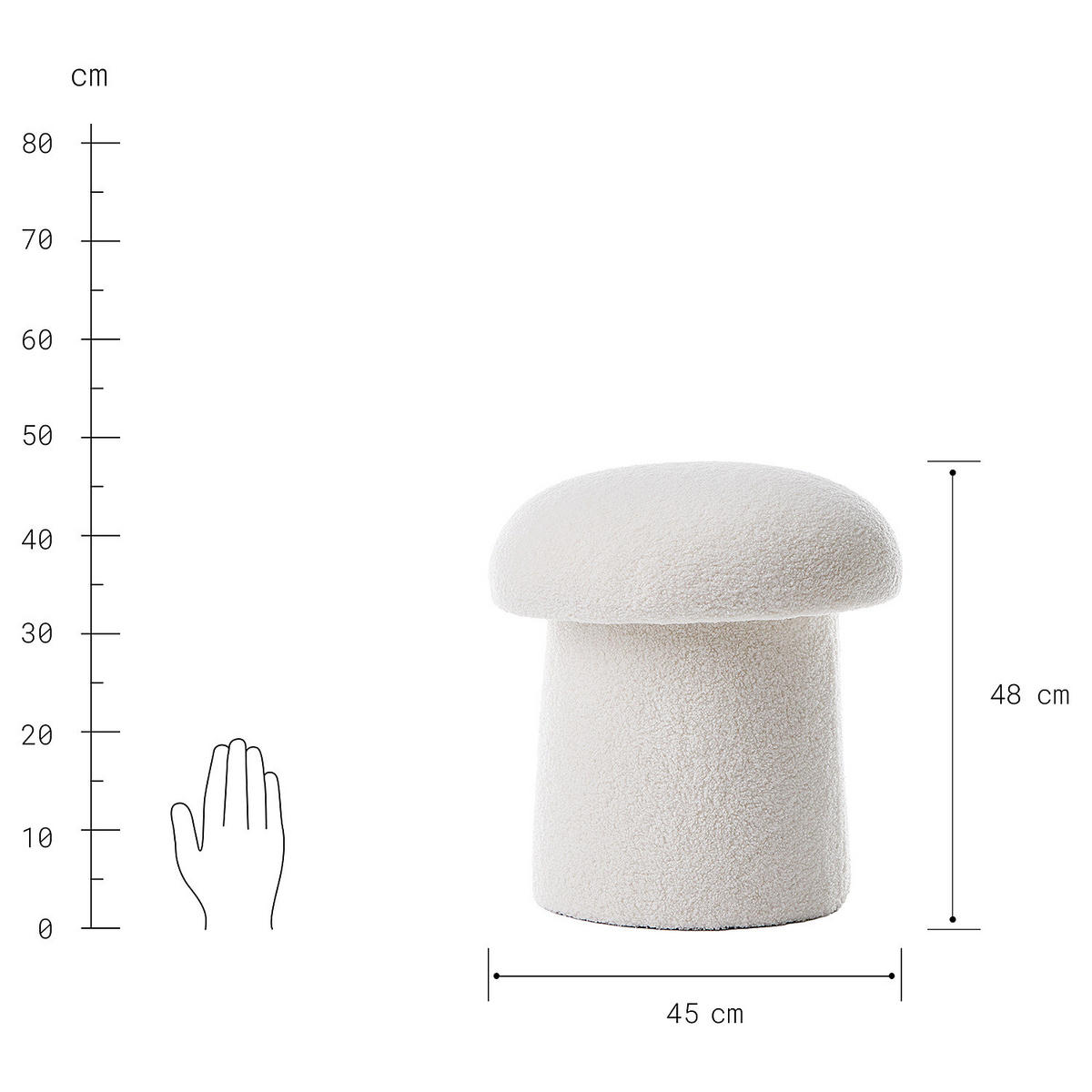 HOCKER Toddy - Weiß, Holzwerkstoff/Kunststoff (45/48/45cm) - Butlers