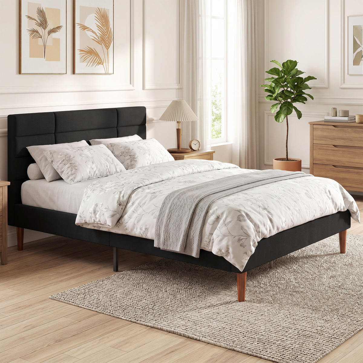 BETT Schwarz 207/141/86 cm - Schwarz, Holz - PANGIVO
