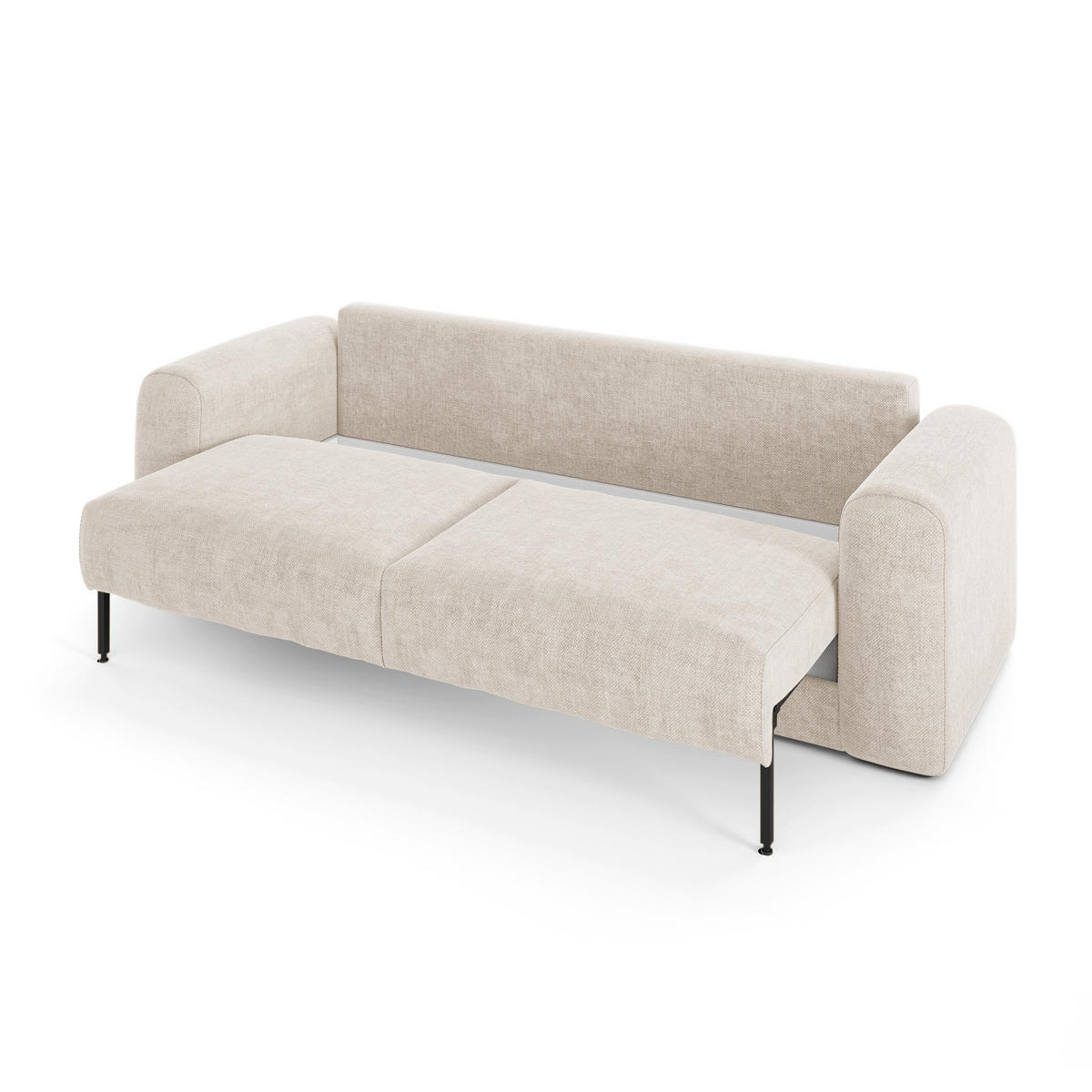 SCHLAFSOFA mit Stauraum in Nussbaum RIO Köpergewebe Creme 250cm - Creme, Textil (250/90/95cm) - Sia Home