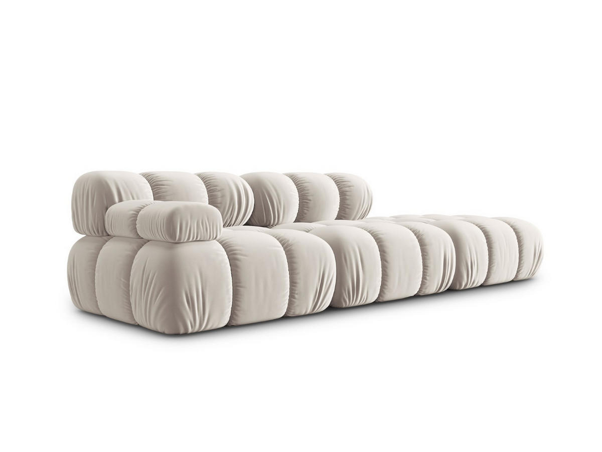MODULARES-SOFA rechts Bellis aus Samt leichtes beige 4 Sitzplätze - Creme, Textil (94/63/282cm) - Micadoni