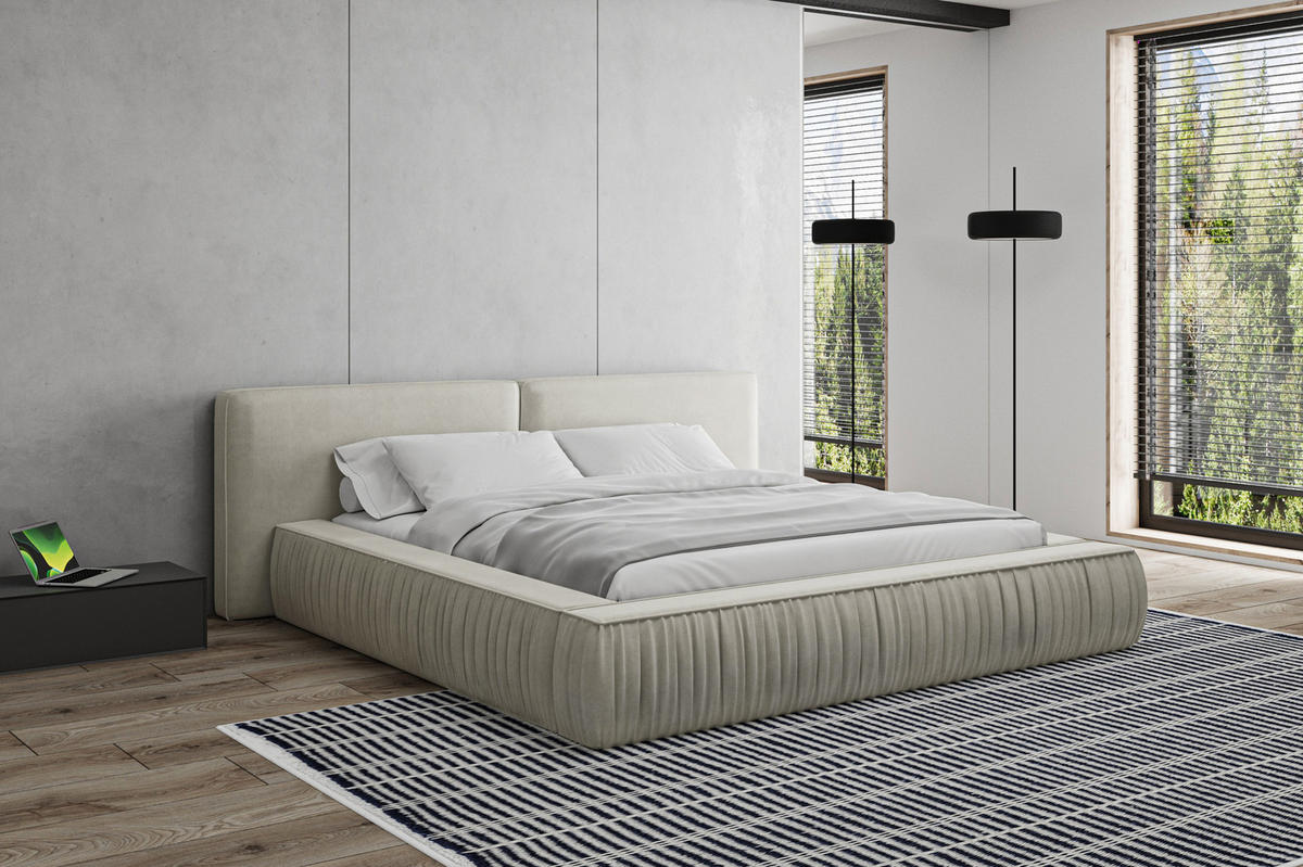 POLSTERBETT - Bett 08 - 180x200 - Beige (Riviera 21) - Beige, Holzwerkstoff (180/200cm) - Möblo