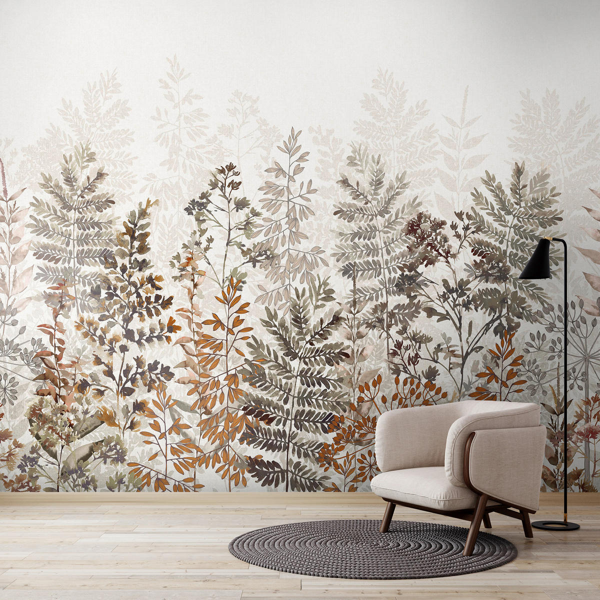 FOTOTAPETE Leaf Silhouette - Braun, Papier/Kunststoff (280/0.1cm) - Art for the Home