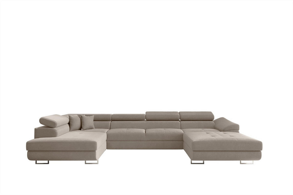 WOHNLANDSCHAFT Carmelo In Nova - Hellgrau, Holzwerkstoff/Textil (345/90/202cm) - Fun Möbel