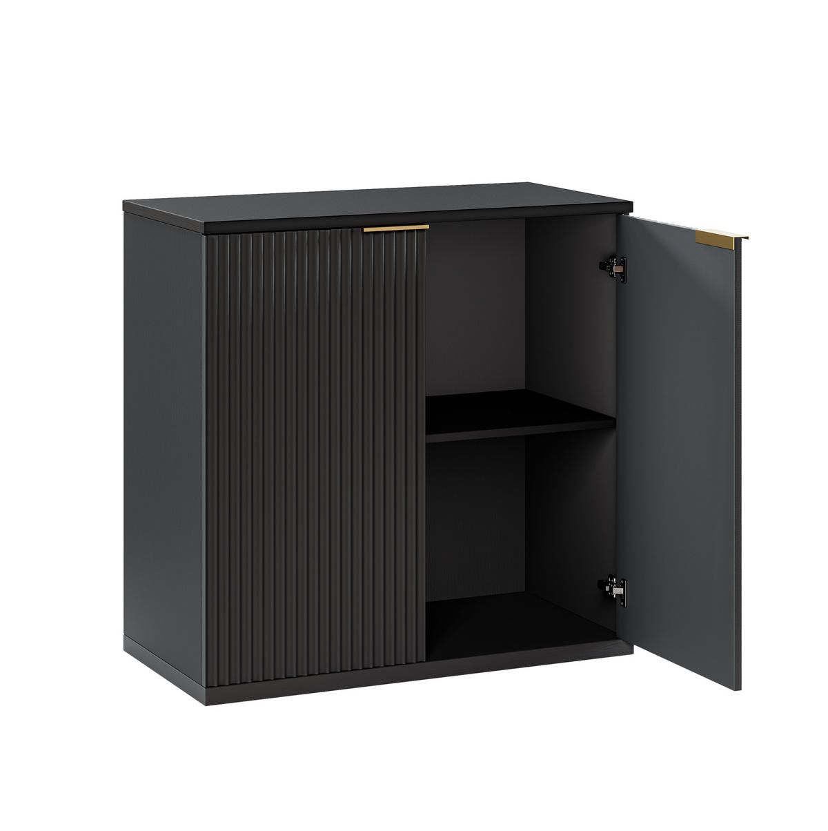 SIDEBOARD 80/40/80 cm in Schwarz mit 2 Türen und strukturierter Front - Schwarz, Holzwerkstoff (80/80/40cm) - Flora Grace