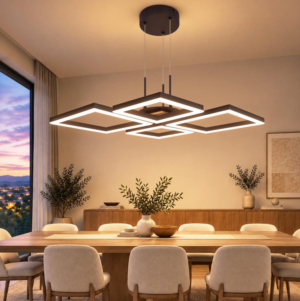 LED PENDELLEUCHTE Orvlon 48/45.5/139 cm - Schwarz, Kunststoff/Metall (48/45.5/139cm) - ZMH