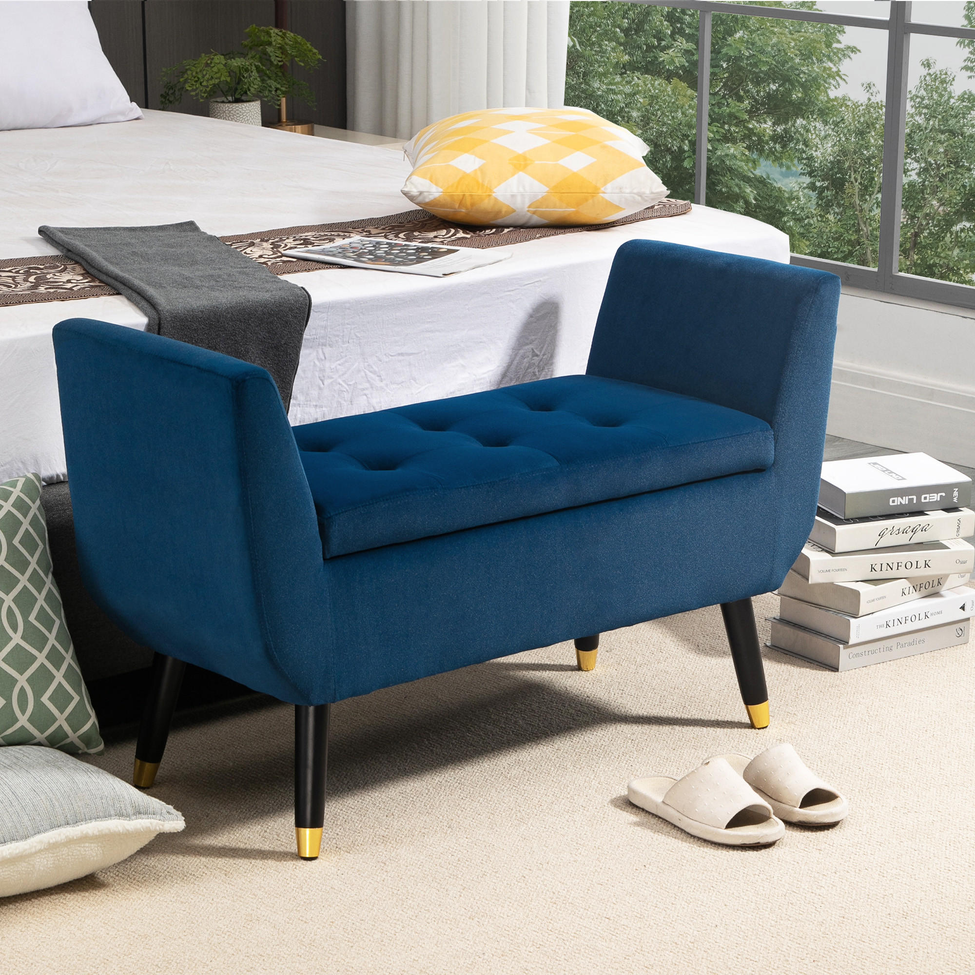 LUXUS Sitzbank, Polsterbank, Blau - Blau, Kunststoff (42/65/107cm) - HOMCOM