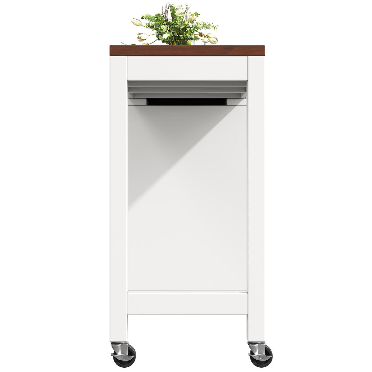 KÜCHENWAGEN in Schwarz 360° drehbare Bartisch mit Schubladen, B131.5-210/T40/H75.5cm - Weiß, Glas/Holzwerkstoff (210/90/45cm) - STILVORA