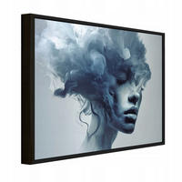 BILDER mit Rahmen Frau Gesicht Blau 120x80 cm - Multicolor, Holzwerkstoff (120/80cm) - Wallarena