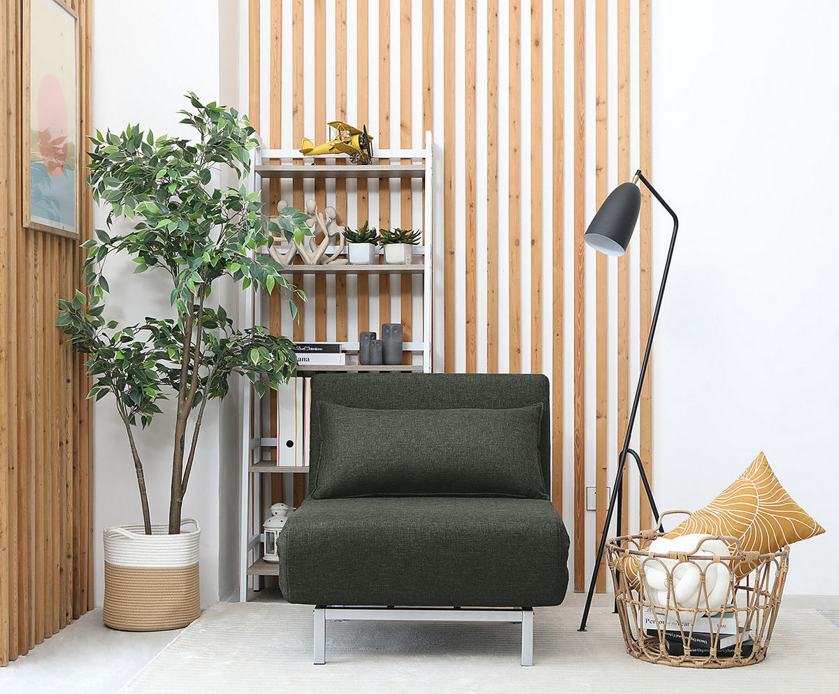 SCHLAFSESSEL - Dunkelgrau/Silberfarben, Textil/Metall (77/78/85cm) - home24