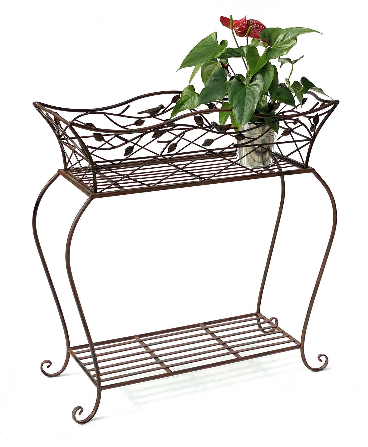 BLUMENSTÄNDER mit Korb Braun 75 cm 93980 L - Braun, Metall (72/75/28cm) - DanDiBo