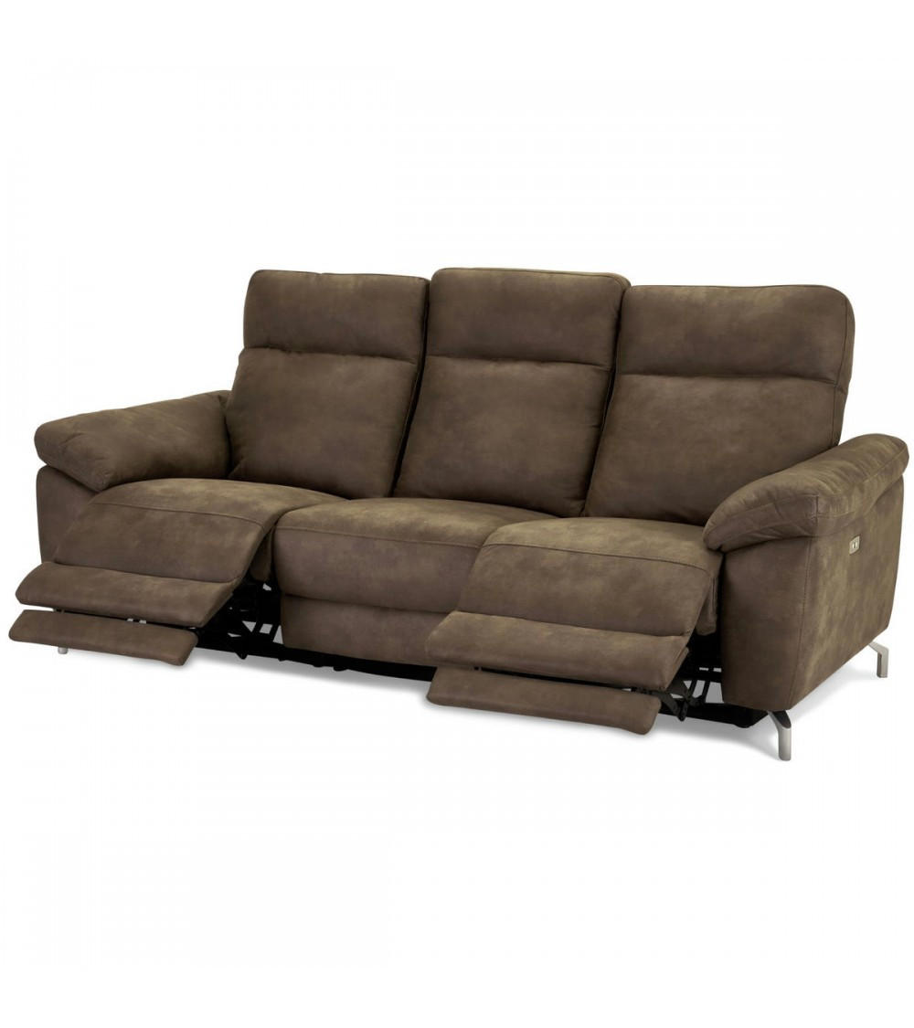 DREISITZER-SOFA Mikrofaser Braun (Taupe) - Braun, Leder/Metall (222/101/96cm) - Furnhouse