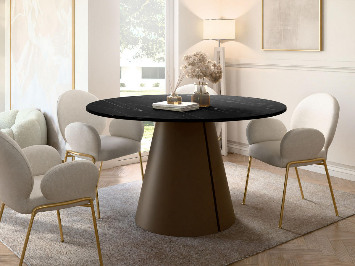 ESSTISCH Calma Braun 120 - Schwarz/Braun, Holzwerkstoff/Metall (120/120/76cm) - MIRJAN24
