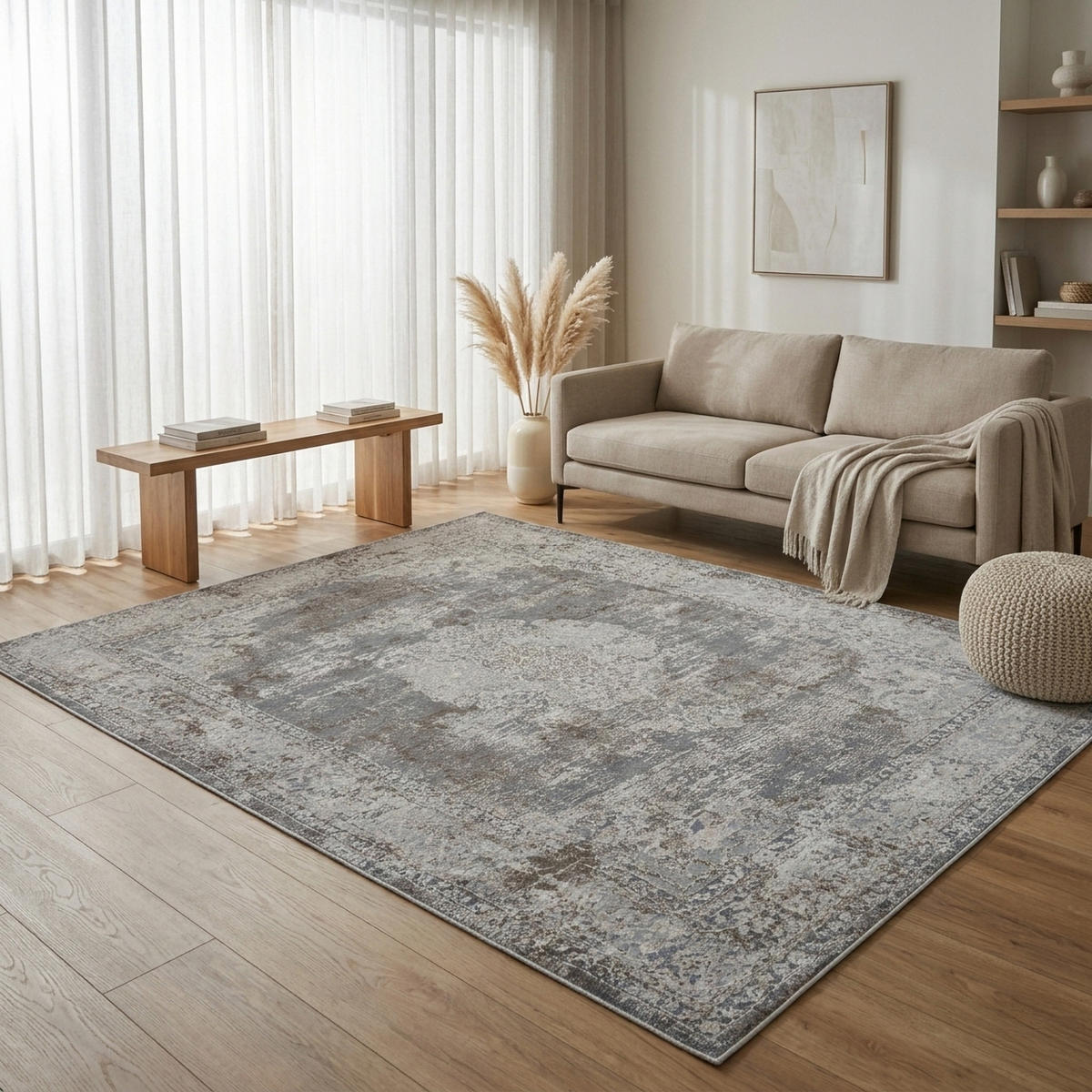 VINTAGE-TEPPICH ALEGRA 80/150 cm Grau - Taupe, Naturmaterialien/Textil (80/150cm) - Consilio Concept