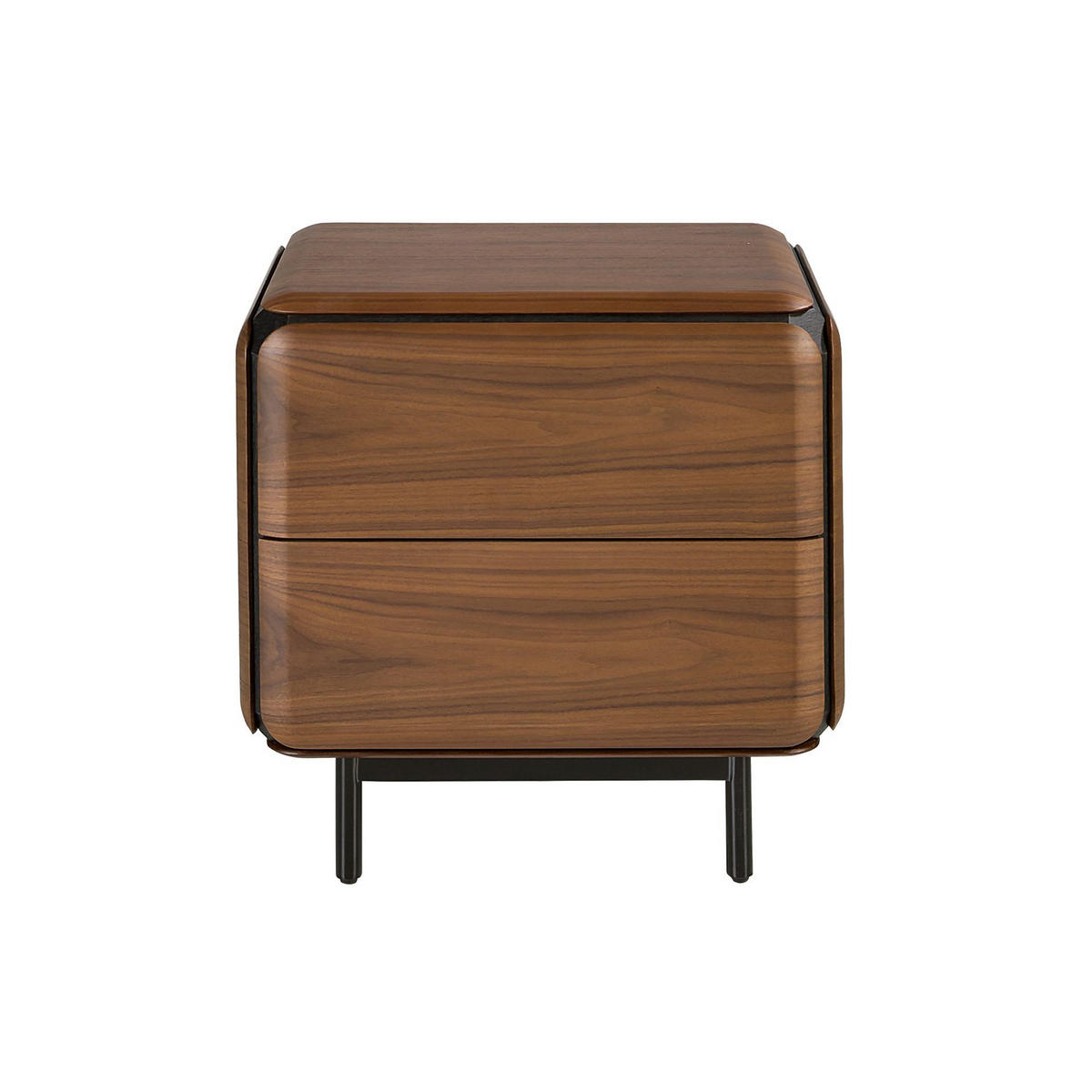 NACHTSCHRANK aus Nussbaum, Wenge und Stahl 59/47/56 cm - Walnussfarben/Schwarz, Holz/Holzwerkstoff (59/56/47cm) - ANGEL CERDA